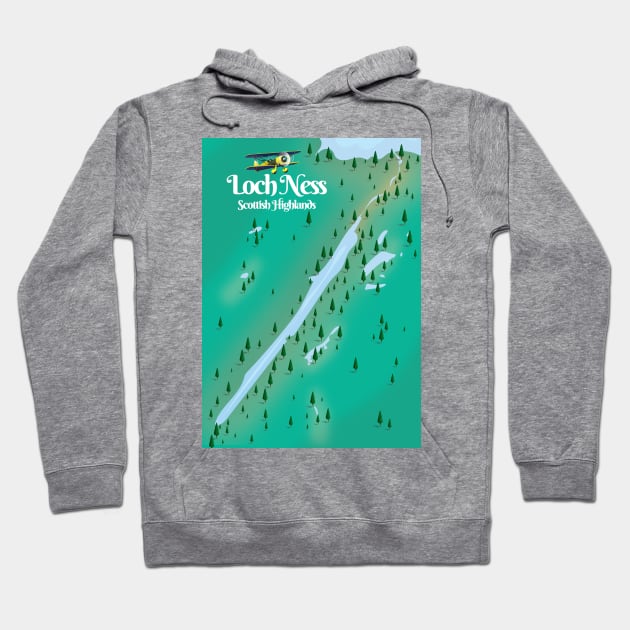 Loch Ness map travel poster Hoodie by nickemporium1